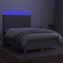kontinentalseng med LED-lys 140x190 cm stof lysegrå