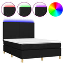 kontinentalseng med LED-lys 140x190 cm stof sort