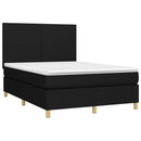 kontinentalseng med LED-lys 140x190 cm stof sort
