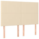 kontinentalseng med LED-lys 140x190 cm stof cremefarvet