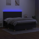 kontinentalseng med LED-lys 160x200 cm stof sort