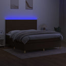 kontinentalseng med LED-lys 160x200 cm stof mørkebrun