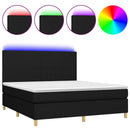 kontinentalseng med LED-lys 180x200 cm stof sort