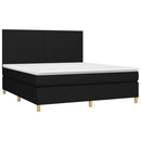 kontinentalseng med LED-lys 180x200 cm stof sort