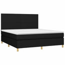 kontinentalseng med LED-lys 180x200 cm stof sort