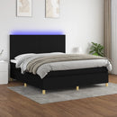 kontinentalseng med LED-lys 180x200 cm stof sort