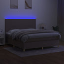 kontinentalseng med LED-lys 180x200 cm stof gråbrun