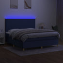 kontinentalseng med LED-lys 180x200 cm stof blå