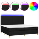 kontinentalseng med LED-lys 200x200 cm stof sort