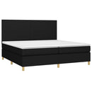 kontinentalseng med LED-lys 200x200 cm stof sort