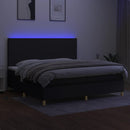 kontinentalseng med LED-lys 200x200 cm stof sort