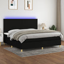 kontinentalseng med LED-lys 200x200 cm stof sort