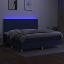 kontinentalseng med LED-lys 200x200 cm stof blå