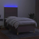 kontinentalseng med LED-lys 90x190 cm stof gråbrun
