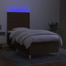 kontinentalseng med LED-lys 90x200 cm stof mørkebrun
