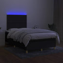 kontinentalseng med LED-lys 120x200 cm stof sort