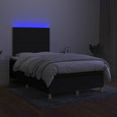 kontinentalseng med LED-lys 120x200 cm stof sort