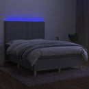kontinentalseng med LED-lys 140x190 cm stof lysegrå