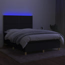 kontinentalseng med LED-lys 140x190 cm stof sort