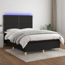 kontinentalseng med LED-lys 140x190 cm stof sort