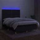 kontinentalseng med LED-lys 140x200 cm stof sort