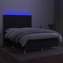 kontinentalseng med LED-lys 140x200 cm stof sort