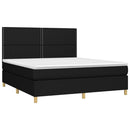 kontinentalseng med LED-lys 160x200 cm stof sort
