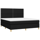 kontinentalseng med LED-lys 180x200 cm stof sort