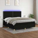 kontinentalseng med LED-lys 180x200 cm stof sort