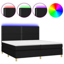 kontinentalseng med LED-lys 200x200 cm stof sort