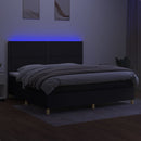 kontinentalseng med LED-lys 200x200 cm stof sort
