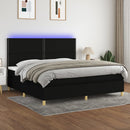 kontinentalseng med LED-lys 200x200 cm stof sort