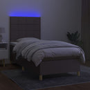 kontinentalseng med LED-lys 80x200 cm stof gråbrun
