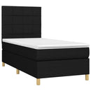 kontinentalseng med LED-lys 90x190 cm stof sort