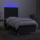 kontinentalseng med LED-lys 90x190 cm stof sort