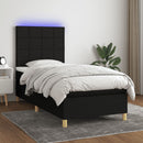 kontinentalseng med LED-lys 90x200 cm stof sort