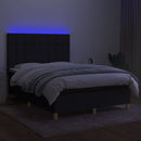 kontinentalseng med LED-lys 140x190 cm stof sort