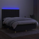 kontinentalseng med LED-lys 140x190 cm stof sort