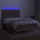kontinentalseng med LED-lys 140x190 cm stof gråbrun