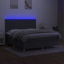 kontinentalseng med LED-lys 180x200 cm stof mørkegrå