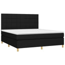 kontinentalseng med LED-lys 180x200 cm stof sort