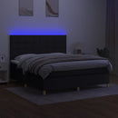 kontinentalseng med LED-lys 180x200 cm stof sort