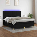 kontinentalseng med LED-lys 180x200 cm stof sort