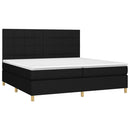 kontinentalseng med LED-lys 200x200 cm stof sort