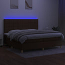 kontinentalseng med LED-lys 200x200 cm stof mørkebrun