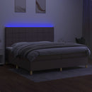 kontinentalseng med LED-lys 200x200 cm stof gråbrun