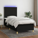 kontinentalseng med LED-lys 80x200 cm stof sort