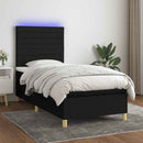 kontinentalseng med LED-lys 80x200 cm stof sort