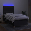 kontinentalseng med LED-lys 90x190 cm stof sort