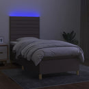 kontinentalseng med LED-lys 90x190 cm stof gråbrun